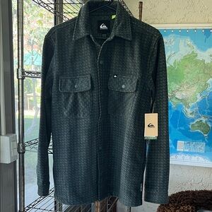 Quiksilver Men's Forest Green Patterned Shirt Jacket Fleece.